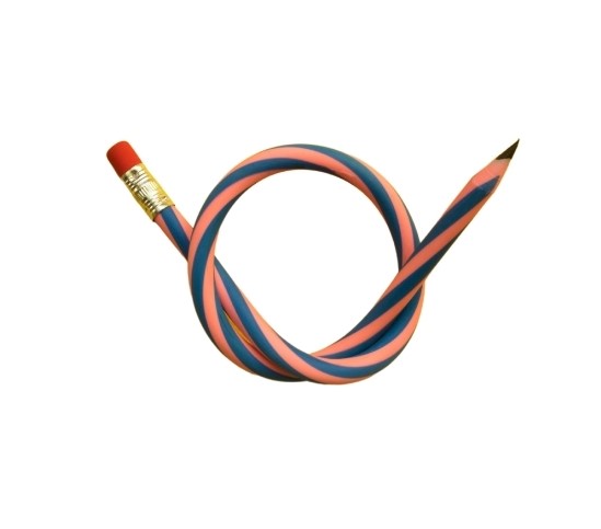 miękki ołówek zawiązany na supeł symbolizujący elastyczność firmy